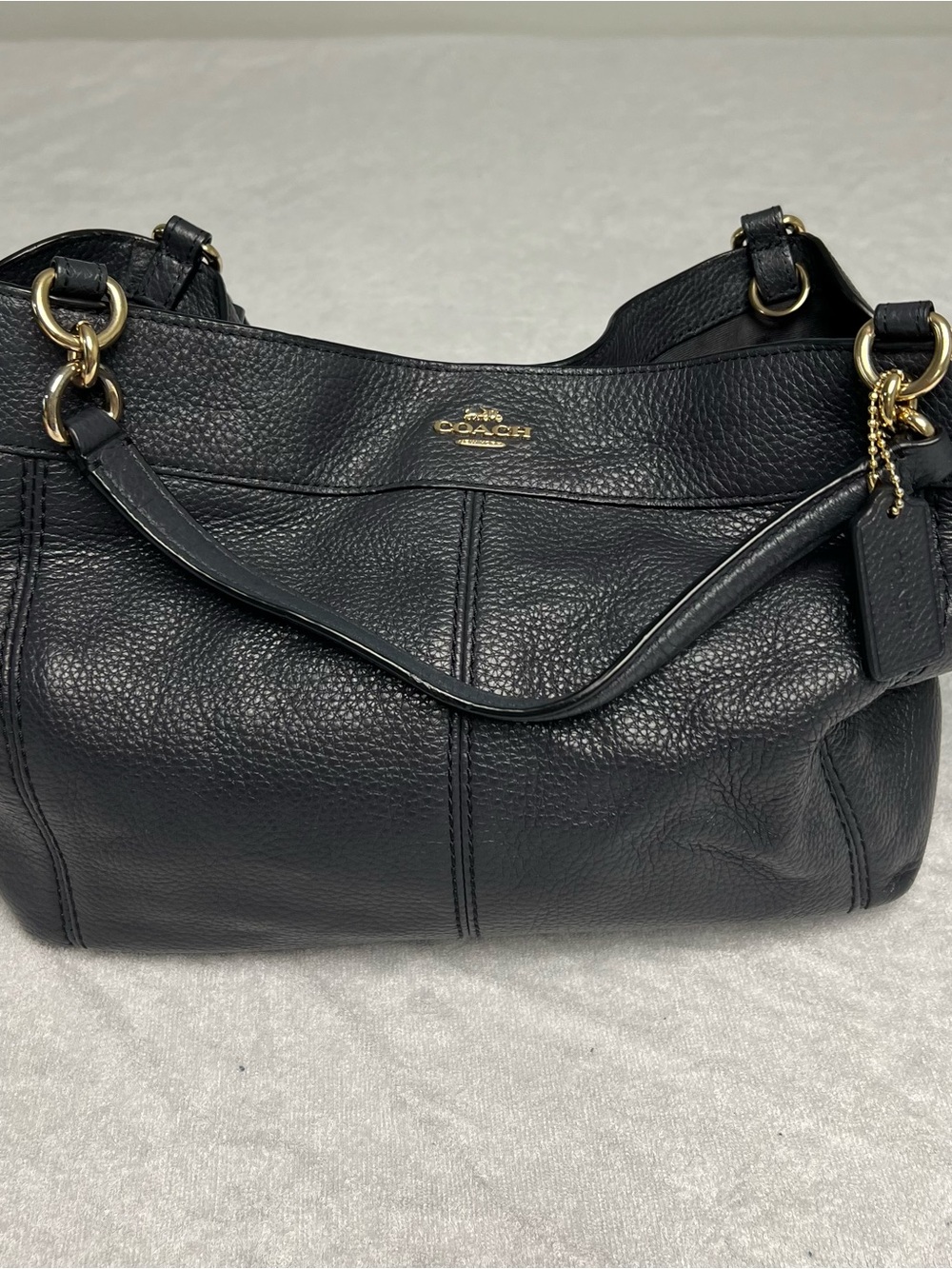 Coach Midnight Blue Small Lexy Pebbled Leather Shoulder Bag with Gold Hardware